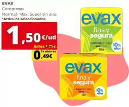 Supermercados Tu Alteza Evax - compresas normal - maxi super sin alas oferta