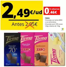 Tu Trébol Hipermercados Tirma - chocolate con leche zero o con almendras oferta