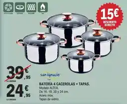 E.Leclerc San ignacio - bateria 4 cacerolas + tapas oferta