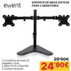 Dynos Informática Ewent - soporte de mesa para 2 monitores ew1536 oferta