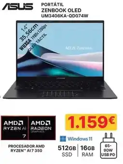 Dynos Informática Asus - portátil zenbook oled um3406ka-qd074w oferta