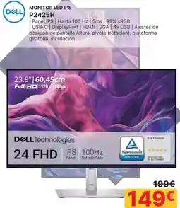 Dynos Informática Dell - monitor led ips p2425h oferta