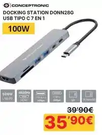 Dynos Informática Conceptronic - docking station usb tipo c 7 en 1 donn28g oferta