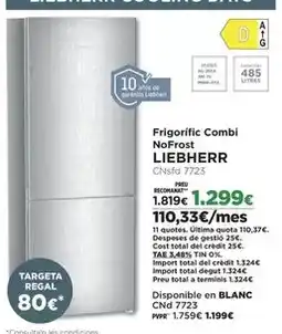 El Corte Inglés Liebherr - frigorific combi no frost oferta