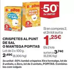 El Corte Inglés Popitas - crispetes al punt de sal o mantega oferta