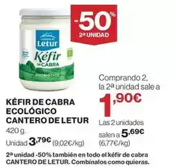 El Corte Inglés El cantero de letur - kefir de cabra ecológico oferta