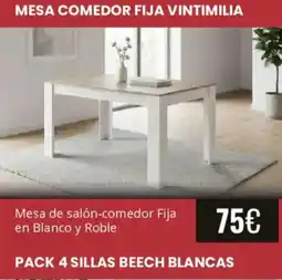 Atrapamuebles Mesa de salón-comedor Fija en Blanco y Roble oferta