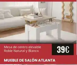 Atrapamuebles Mesa de centro elevable Roble Natural y Blanco oferta