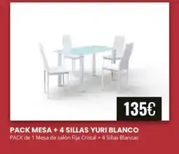 Atrapamuebles Pack mesa + 4 sillas yuri blanco oferta