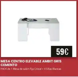 Atrapamuebles Mesa centro elevable ambit gris cemento oferta