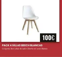 Atrapamuebles Pack 4 sillas beech blancas oferta