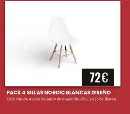 Atrapamuebles Pack 4 sillas nordic blancas diseño oferta