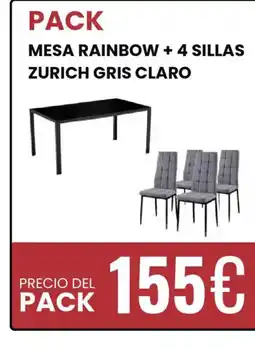 Atrapamuebles Mesa rainbow + 4 sillas zurich gris claro oferta