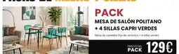Atrapamuebles Mesa de salón politano + 4 sillas capri verdes oferta