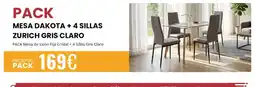 Atrapamuebles Mesa dakota + 4 sillas zurich gris claro oferta