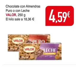 mYm supermercados VALOR Chocolate con Almendras Puro o con Leche oferta