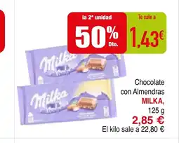 mYm supermercados MILKA Chocolate con Almendras oferta