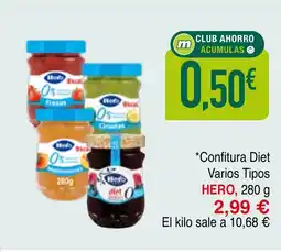 mYm supermercados HERO Confitura Diet Varios Tipos oferta
