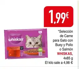 mYm supermercados WHISKAS Selección de Carne para Gato con Buey y Pollo o Salmón oferta