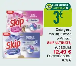 mYm supermercados SKIP Detergente Maxima Eficacia o Mimosín oferta