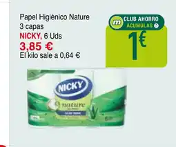 mYm supermercados NICKY Papel Higiénico Nature 3 capas oferta