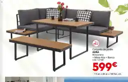 Conforama ADRA Conjunto de Jardín Rinconera + Mesa Alta + Banco oferta