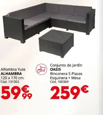 OASIS Conjunto de Jardín Rinconera 5 Plazas Esquinera+ Mesa