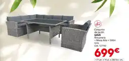 Conforama GAVÁ Conjunto de Jardín Rinconera + Mesa Alta + Sillón Gris oferta