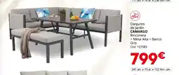 Conforama CAMARGO Conjunto de Jardín Rinconera + Mesa Alta + Banco Gris oferta