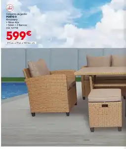 Conforama PORTO II Conjunto de Jardín Rinconera + Mesa Alta + Sillón + 2 Bancos oferta