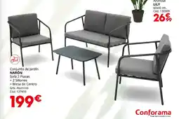 Conforama NARÓN Conjunto de Jardín Sofá 2 Plazas + 2 Sillones + Mesa de Centro oferta
