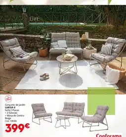 Conforama LARISA II Conjunto de Jardín Sofá 2 Plazas + 2 Sillones + Mesa de Centro Beige oferta