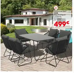 Conforama VICAR Conjunto de Jardín Mesa Rectangular + 6 Sillones Gris Oscuro oferta