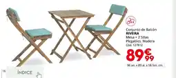Conforama RIVEIRA Conjunto de Balcón Mesa + 2 Sillas Plegables. Madera oferta