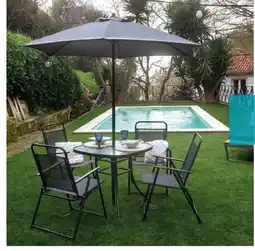 Conforama ROMA Conjunto de Jardín Mesa + 4 Sillas + Parasol oferta