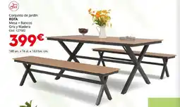 Conforama ROTA Conjunto de Jardín Mesa + Bancos Gris y Madera oferta