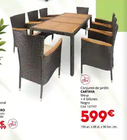 Conforama CARTAYA Conjunto de Jardín Mesa + 4 Sillones Negro oferta
