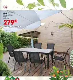 Conforama IBIZA Conjunto de Jardín Mesa + 6 Sillas Negro oferta