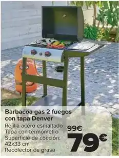 Carrefour Market Denver - barbacoa gas 2 fuegos con tapa oferta