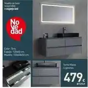 Mi Bricolaje Mueble de baño suspendido + espejo led color: gris serie malva 4 gavetas oferta