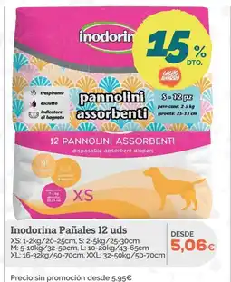 Supermercados MAS INODORINA Pañales 12 uds oferta