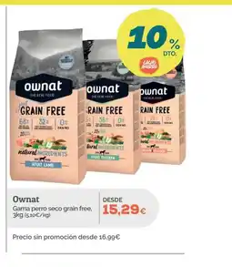 Supermercados MAS OWNAT Gama perro seco grain free oferta