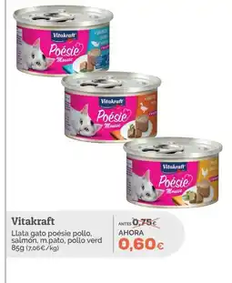 Supermercados MAS VITAKRAFT Llata gato poésie pollo, salmón, m.pato, pollo verd oferta