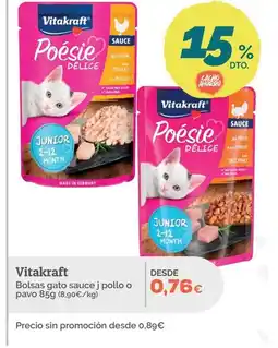 Supermercados MAS VITAKRAFT Bolsas gato sauce j pollo o pavo oferta
