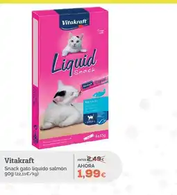 Supermercados MAS VITAKRAFT Snack gato liquido salmón oferta