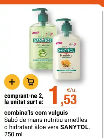 SANYTOL Sabó de mans nutritiu ametlles o hidratant àloe vera