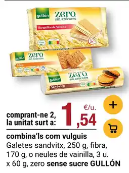 BonpreuEsclat GULLÓN Galetes sandvitx fibra o neules de vainilla oferta