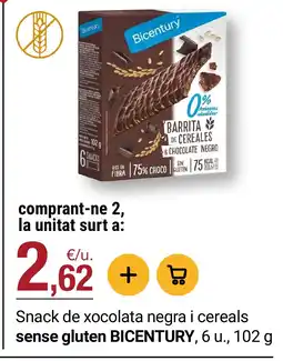 BonpreuEsclat BICENTURY Snack de xocolata negra i cereals sense gluten oferta