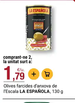 BonpreuEsclat LA ESPAÑOLA Olives farcides d'anxova de l'Escala oferta