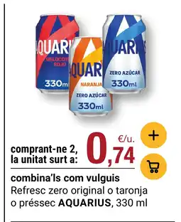 BonpreuEsclat AQUARIUS Refresc zero original o taronja o préssec oferta